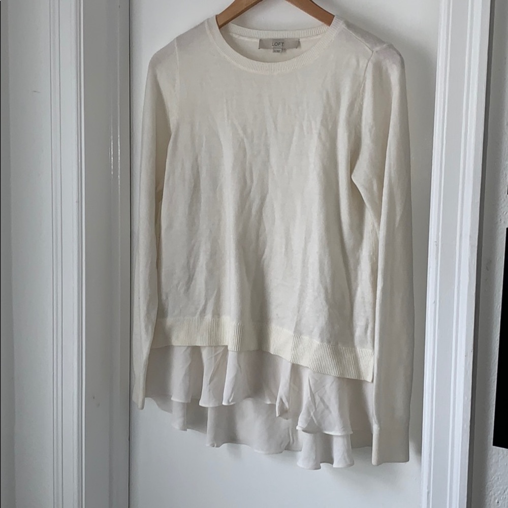 Loft Ivory Mixed Media Sweater